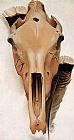 Georgia O'Keeffe Mule Skull and Turkey Feathers painting